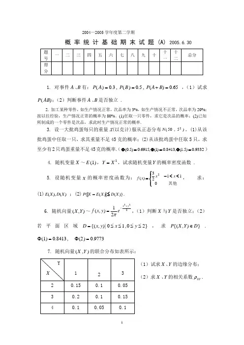 20042005学年度第二学期