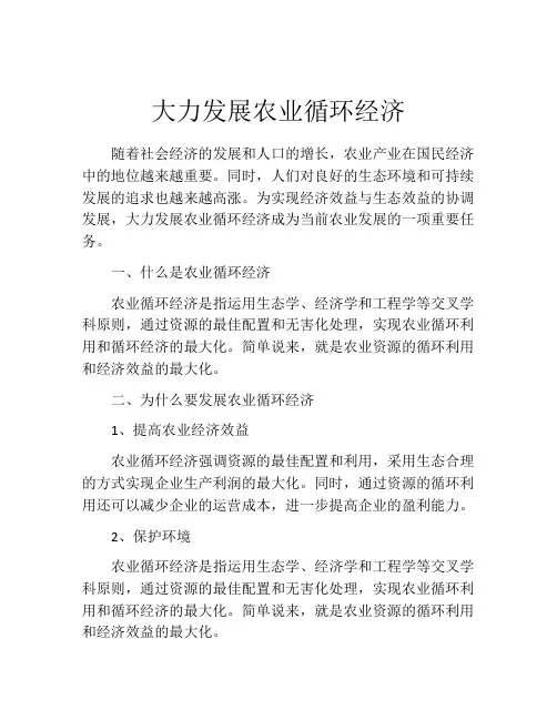 大力发展农业循环经济