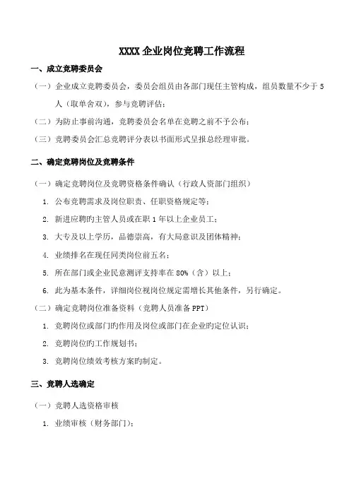 公司岗位竞聘工作流程