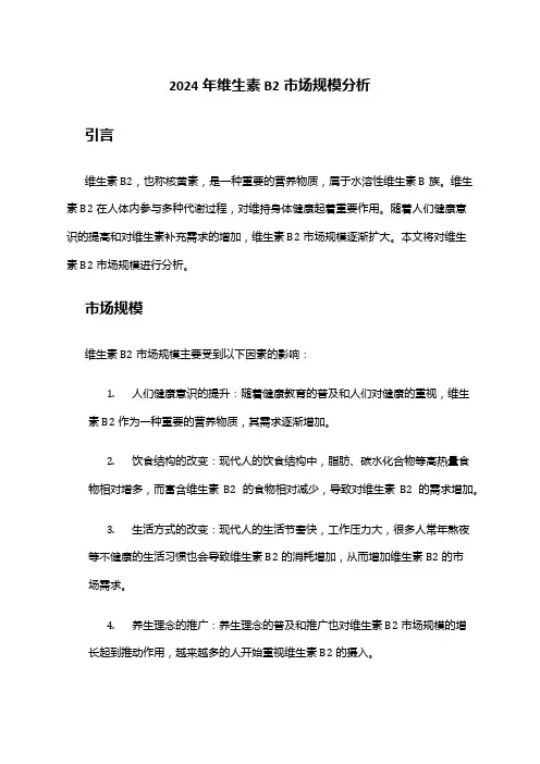 2024年维生素B2市场规模分析
