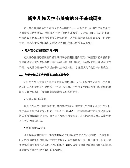 新生儿先天性心脏病的分子基础研究