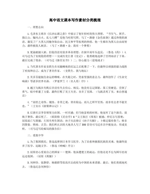 高中语文课本写作素材分类梳理