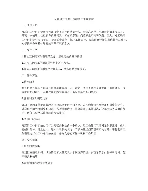 互联网工作群组专项整治工作总结
