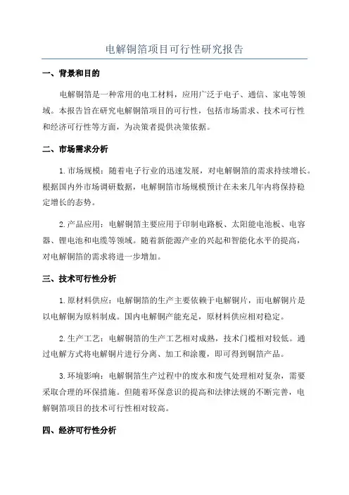 电解铜箔项目可行性研究报告