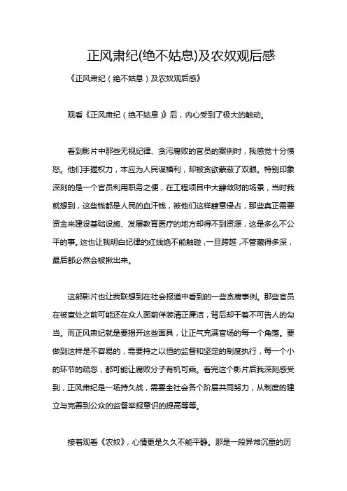 正风肃纪(绝不姑息)及农奴观后感