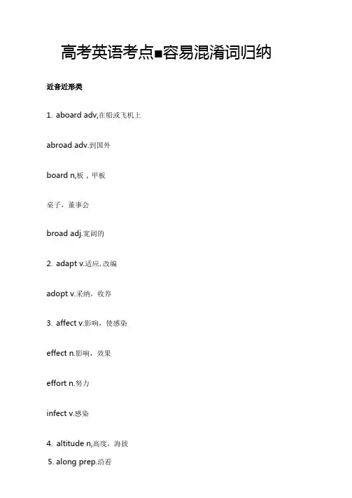 (全)2021高考英语考点-容易混淆词归纳