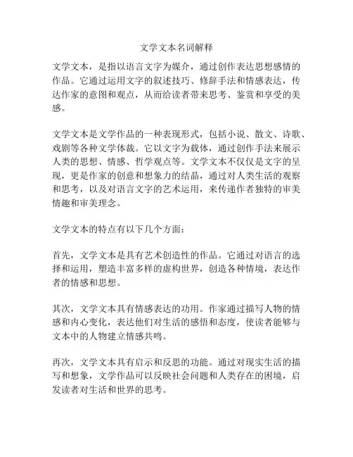 文学文本名词解释