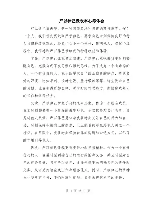 严以律己做表率心得体会