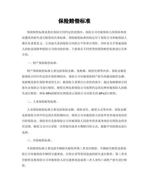 保险赔偿标准