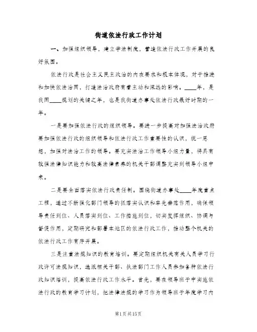 街道依法行政工作计划(4篇)