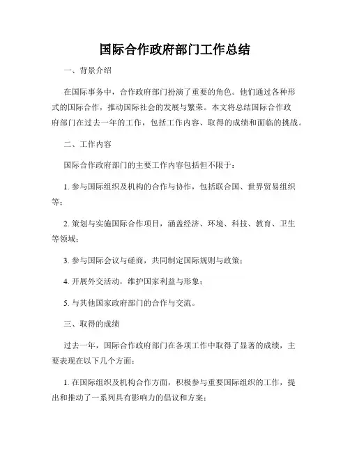 国际合作政府部门工作总结