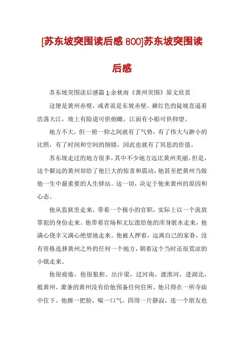 [苏东坡突围读后感800]苏东坡突围读后感