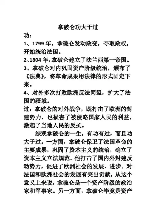拿破仑功大于过