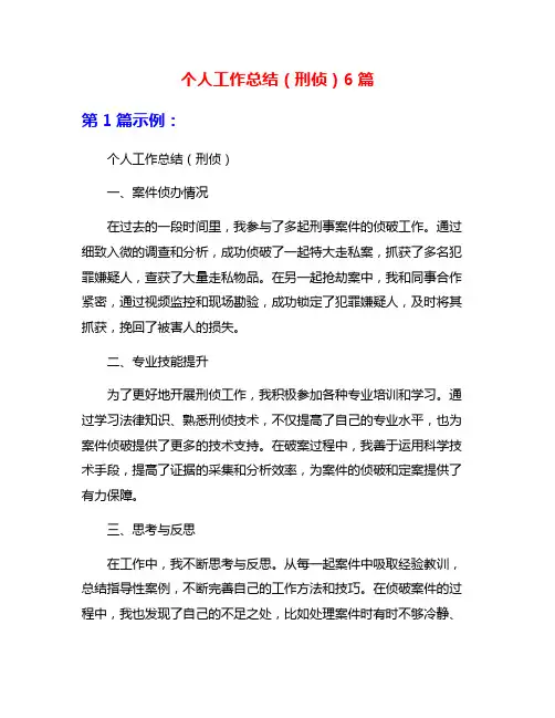 个人工作总结(刑侦)6篇