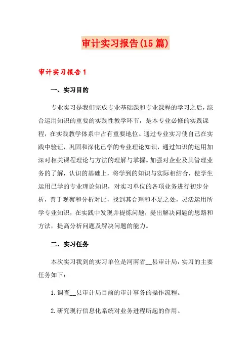 审计实习报告(15篇)