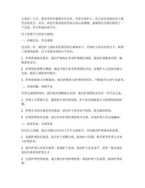 护士团代会发言稿范文模板