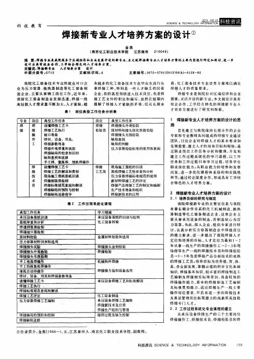 焊接新专业人才培养方案的设计