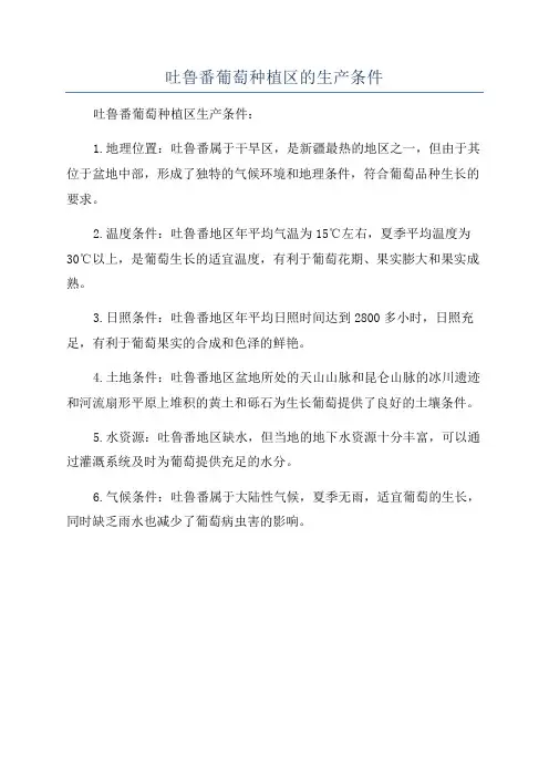 吐鲁番葡萄种植区的生产条件