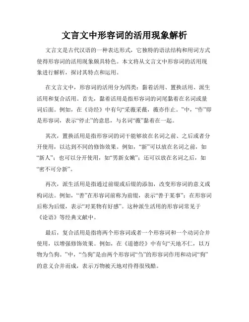 文言文中形容词的活用现象解析