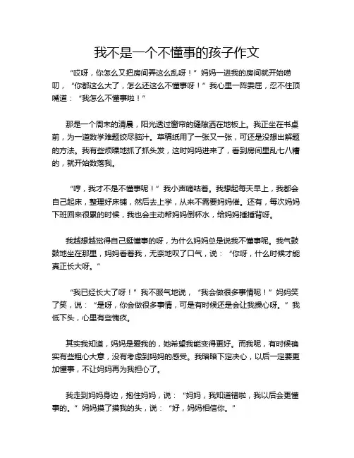 我不是一个不懂事的孩子作文