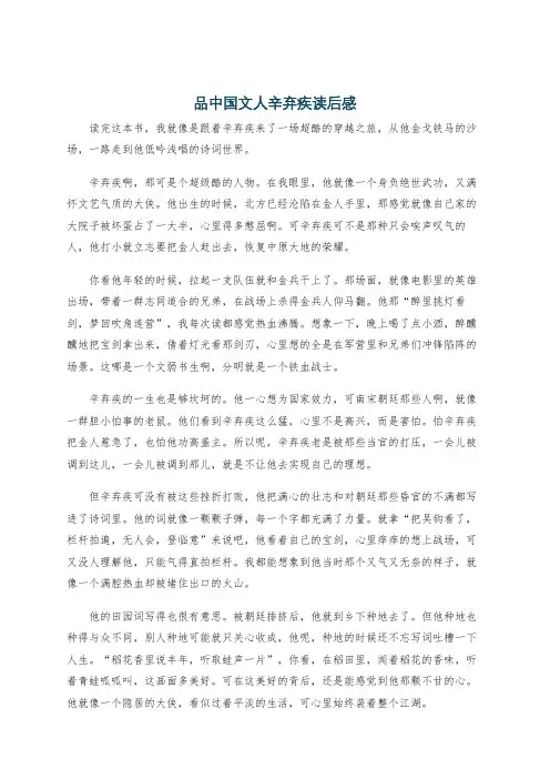品中国文人辛弃疾读后感