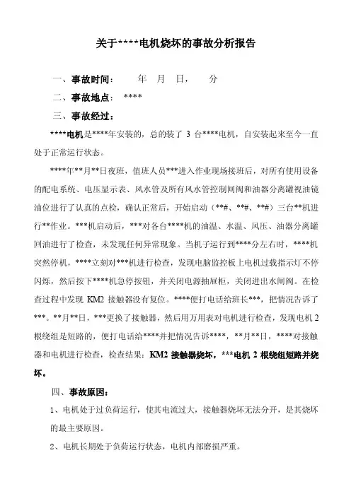 电机烧坏事故分析报告