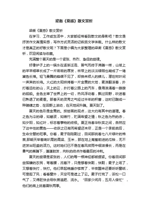 梁衡《夏感》散文赏析