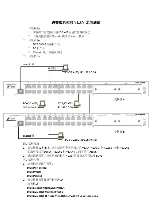 跨交换机相同VLAN 之间通信