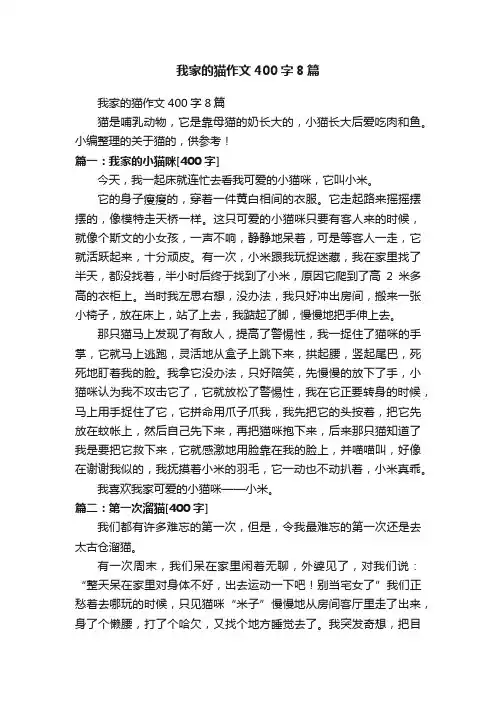 我家的猫作文400字8篇