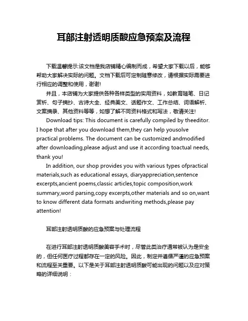 耳部注射透明质酸应急预案及流程