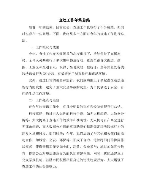 查违工作年终总结