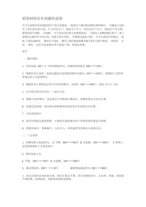 铝型材挤压车间操作流程