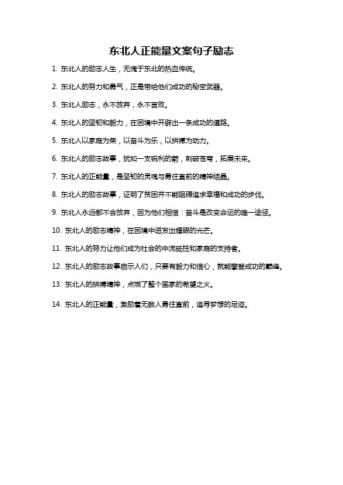 东北人正能量文案句子励志