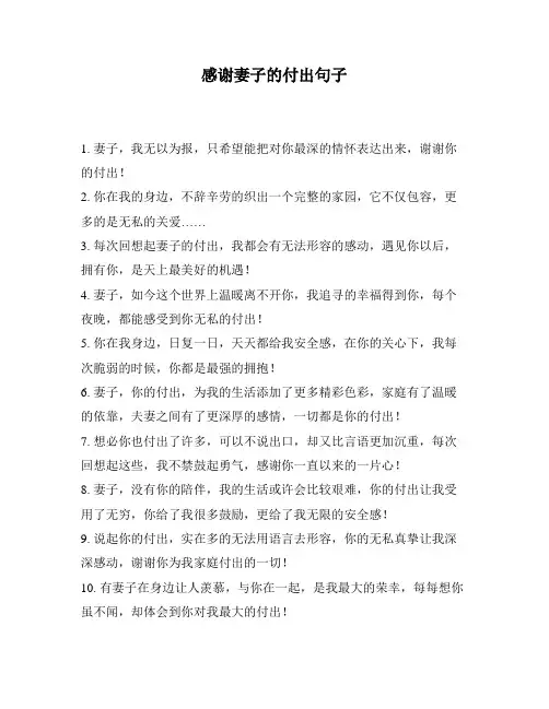 感谢妻子的付出句子