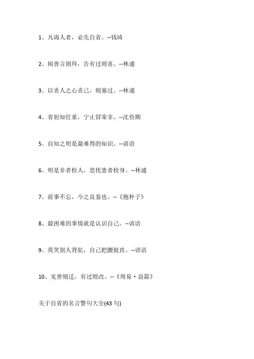 关于自省的名言