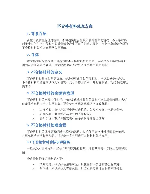 不合格材料处理方案