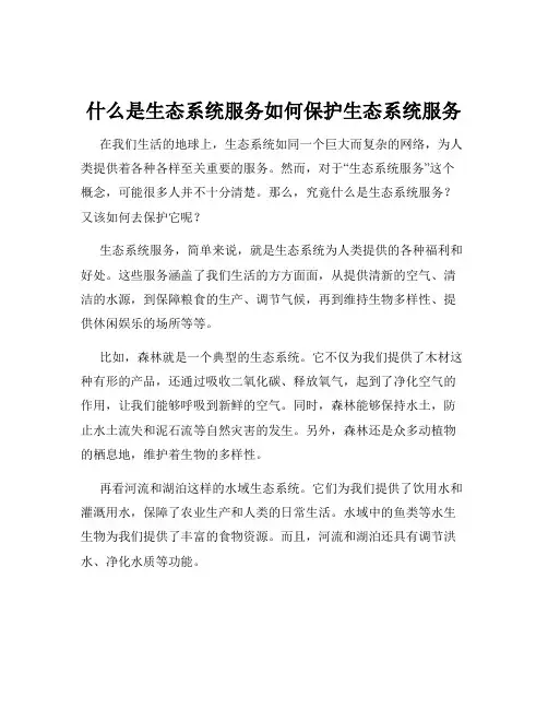 什么是生态系统服务如何保护生态系统服务