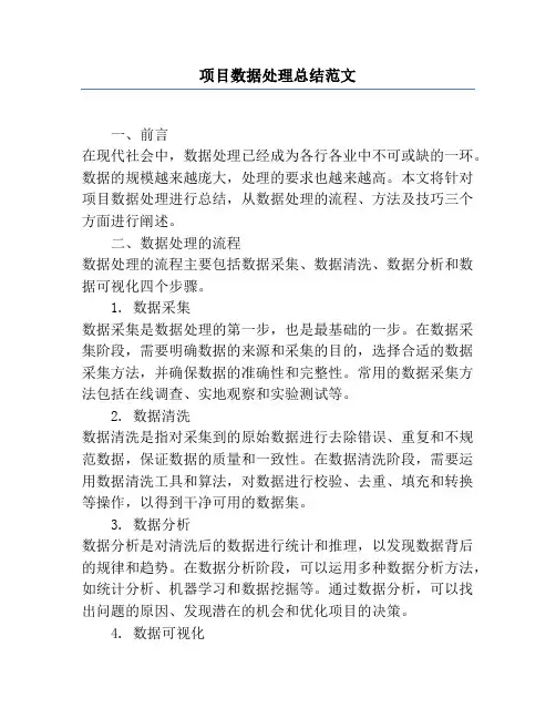 项目数据处理总结范文