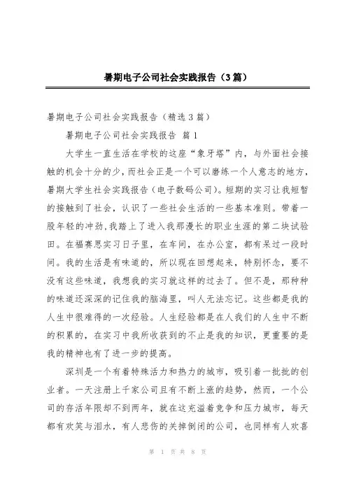 暑期电子公司社会实践报告(3篇)
