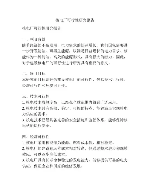 核电厂可行性研究报告