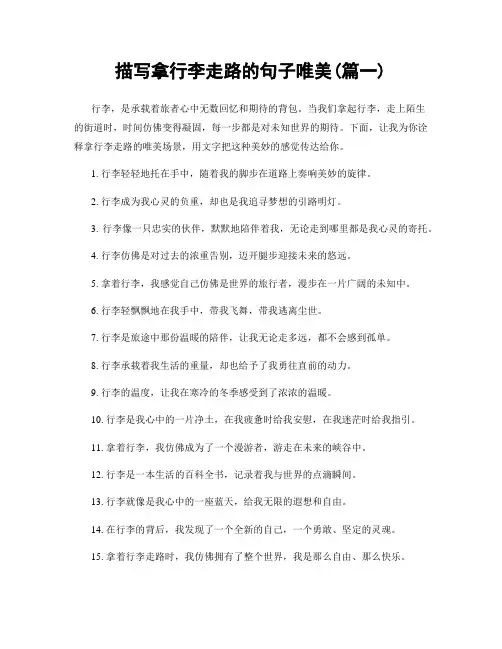 描写拿行李走路的句子唯美(精选2篇)