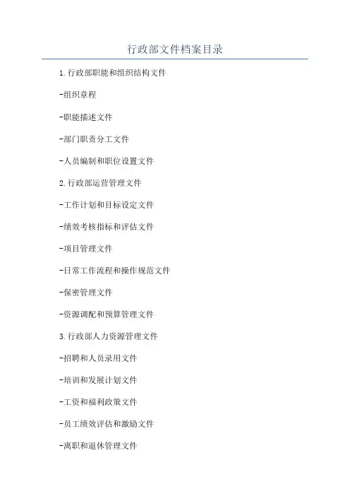 行政部文件档案目录