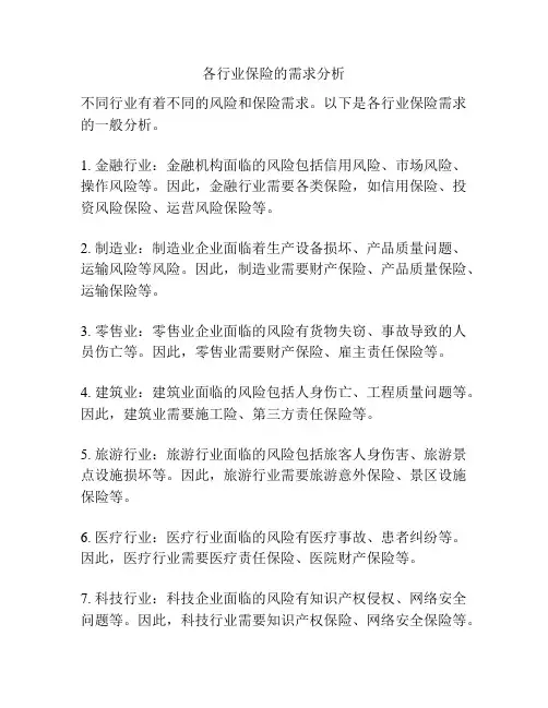 各行业保险的需求分析
