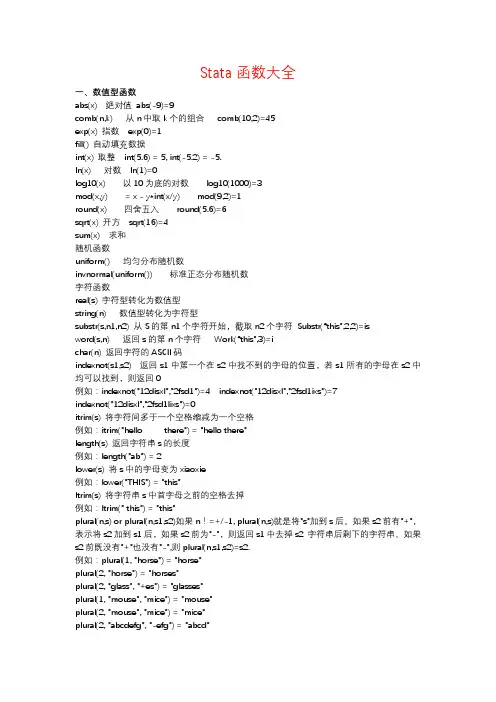Stata函数大全