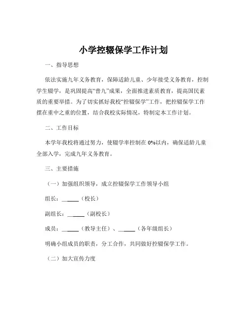 小学控辍保学工作计划