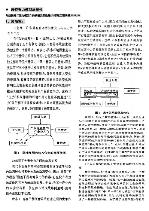 波特五力模型的不足及应用中解决的办法