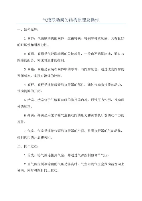 气液联动阀的结构原理及操作
