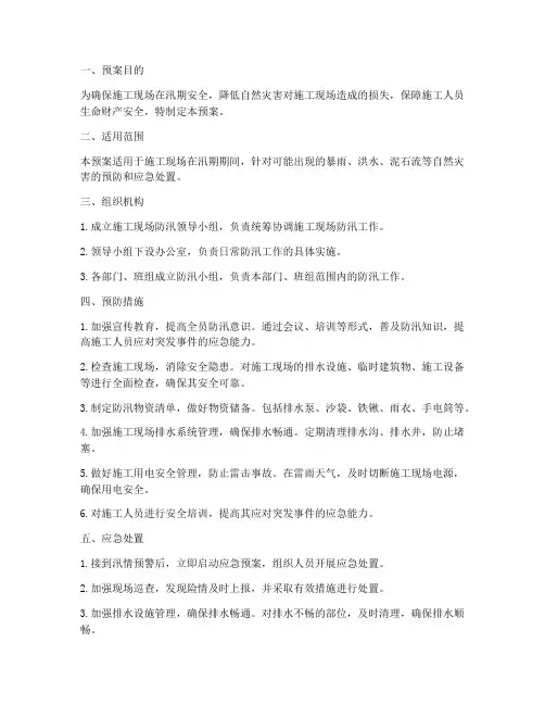 施工现场防汛击预案