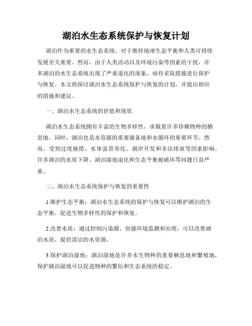 湖泊水生态系统保护与恢复计划