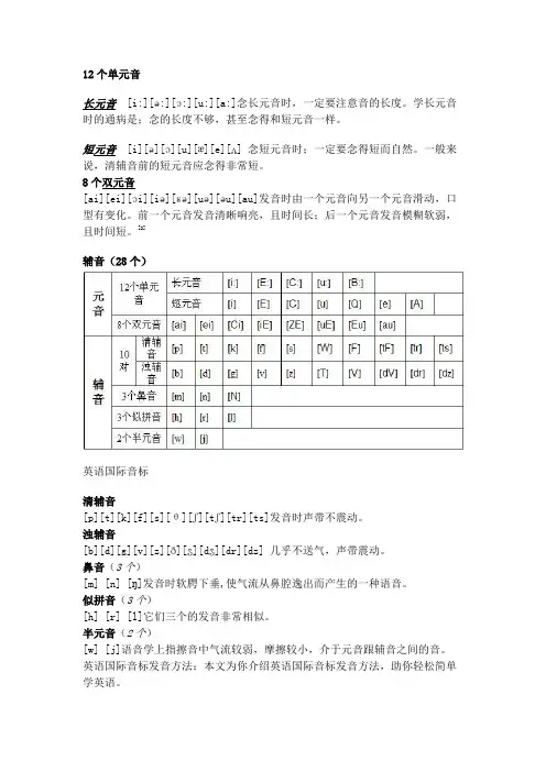 12个单元音